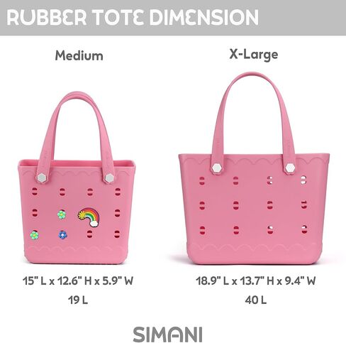 حقيبة شاطئ مطاطية من سيماني مقاس XL متوسطة الحجم، حقيبة مطاطية مقاومة للماء للنساء، حقيبة حمل من السيليكون EVA قابلة للغسل للسباحة والسفر في حمام السباحة in Kuwait