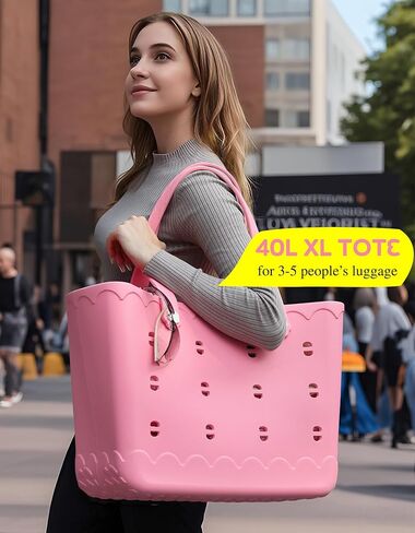 حقيبة شاطئ مطاطية من سيماني مقاس XL متوسطة الحجم، حقيبة مطاطية مقاومة للماء للنساء، حقيبة حمل من السيليكون EVA قابلة للغسل للسباحة والسفر في حمام السباحة in Kuwait