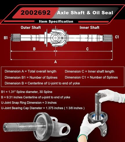 2002692 عمود المحور الخارجي DANA 60 ومجموعة ختم زيت المفصل الداخلي لـ Ford 1998-2004 F250 F350 F450 Excursion Dana 50/60 Front 2002692 المحور الخارجي 50491 ختم (عبوتان) in Saudi Arabia