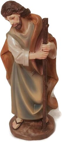 Faithful Treasure 15-Piece Complete Christmas Nativity Set | Manger Nativity Figurines | 4" Nativity Scene with Figures of Baby Jesus, Angel, Holy Family, Wise Men, Peasants, and Animals in Saudi Arabia