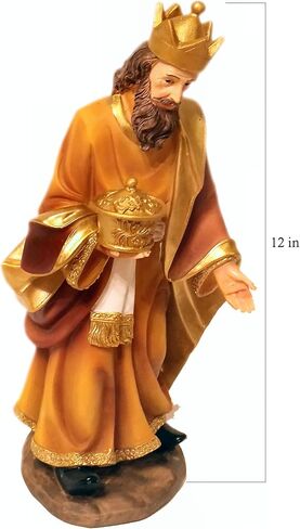 Faithful Treasure 15-Piece Complete Christmas Nativity Set | Manger Nativity Figurines | 4" Nativity Scene with Figures of Baby Jesus, Angel, Holy Family, Wise Men, Peasants, and Animals in Saudi Arabia