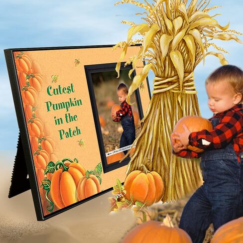 Pumpkin Picture Frame Design by Expressly Yours! | Sweet Fall Photo Frame for Halloween and Pumpkin Patch Photos | Holds 3.5 x 5 Photo | Tabletop Display in Kuwait