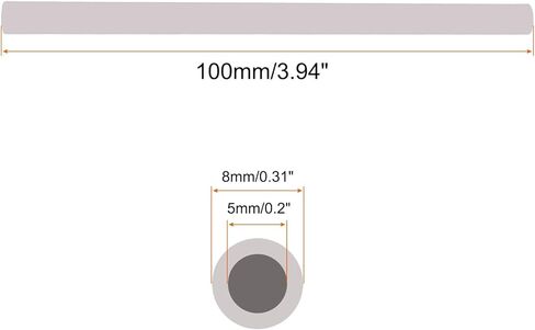 MECCANIXITY السيراميك غطاء الحرارية أنبوب 5x8x300 مللي متر الحرارية غطاء حماية السيراميك الأبيض ثقب واحد أنبوب اكسيد الالمونيوم للموقد وإدراج in Kuwait