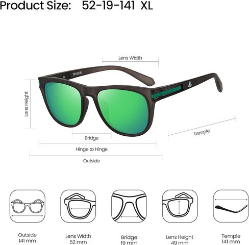 Amsterdam Polarized Square Sunglasses - UV Protection for Men Women, Lightweight TR Frame Mirrored Lenses in Kuwait