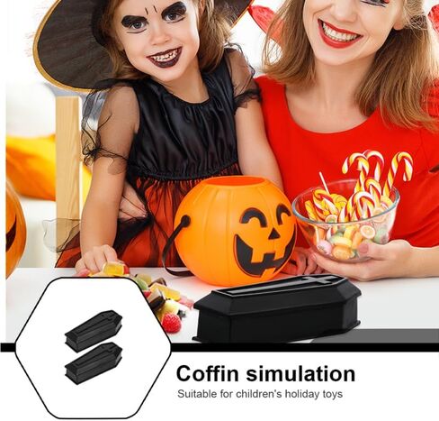نموذج تابوت خشبي مطلي، صندوق صغير قابل للتعبئة لديكور الهالوين، صندوق حلية على الطراز القوطي، مقاس 2.36 بوصة، بولي كلوريد الفينيل باللون الأسود in Kuwait