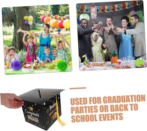 NUOBESTY Graduation Raffle Box Stacking Congrats Grad Boxes for Collecting Messages Lightweight Resistant Card Stock Voting Boxes 10 X 10 X 8 Inches in Saudi Arabia