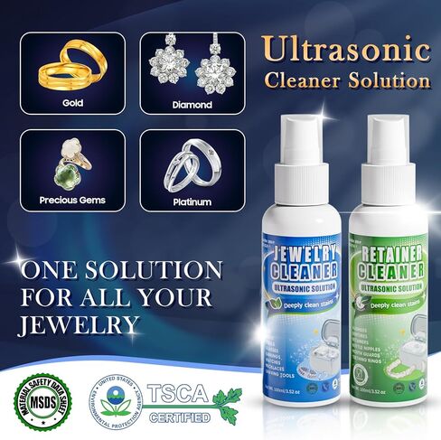 Ultrasonic Cleaner with LED Lights and Adjustable Power for Denture Retainer Glasses Watch Professional Ultrasonic Jewelry Cleaner Machine with Digital Timer and Degas for Ring Necklace Earring in Kuwait