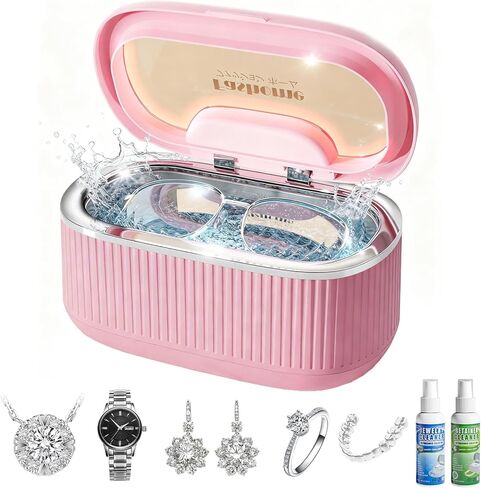 Ultrasonic Cleaner with LED Lights and Adjustable Power for Denture Retainer Glasses Watch Professional Ultrasonic Jewelry Cleaner Machine with Digital Timer and Degas for Ring Necklace Earring in Kuwait