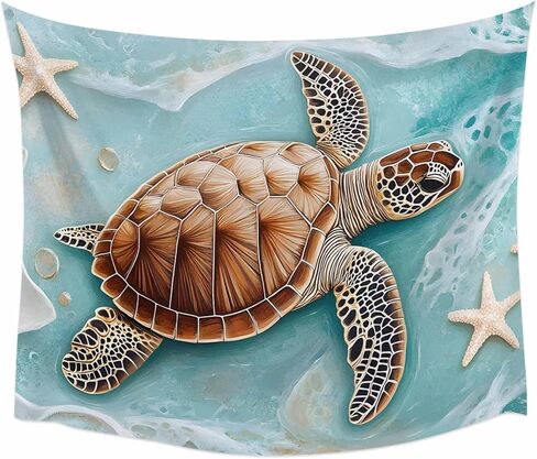 Tapestry Wall Hanging Ocean Beach Starfish Turtle Waves Teal Room Decor Tapestries for Bedroom Living Room College Dorm Aesthetic Large 59x79 Inch in Saudi Arabia
