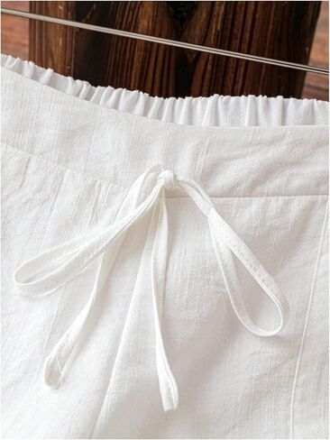 SOLY HUX Women's Tie Front Elastic Waist Pants Wide Leg Low Rise Casual Trousers with Pockets in Kuwait