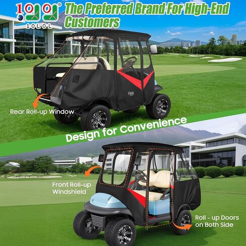 10L0L 4 Passenger Golf Cart Driving Enclosure for Club Car Precedent with Short Roof Up to 57", 4-Sided Clear Window 420D Rain Cover All Weather Windproof Waterproof in Saudi Arabia