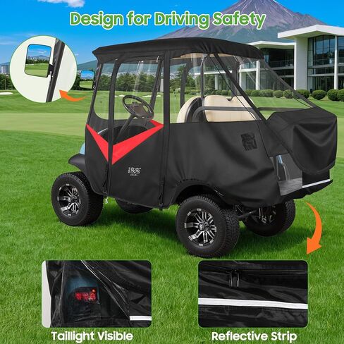 10L0L 4 Passenger Golf Cart Driving Enclosure for Club Car Precedent with Short Roof Up to 57", 4-Sided Clear Window 420D Rain Cover All Weather Windproof Waterproof in Saudi Arabia