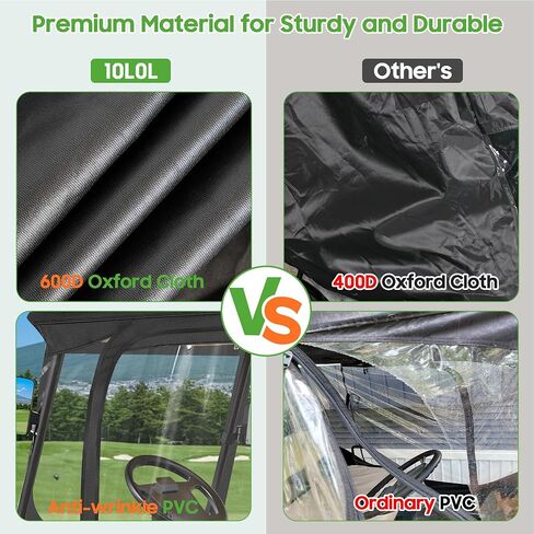 10L0L 4 Passenger Golf Cart Driving Enclosure for Club Car Precedent with Short Roof Up to 57", 4-Sided Clear Window 420D Rain Cover All Weather Windproof Waterproof in Saudi Arabia