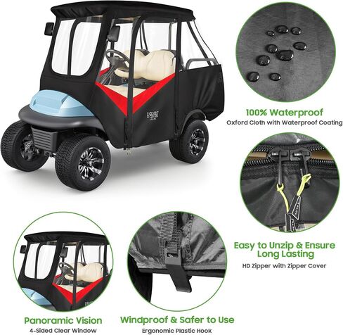 10L0L 4 Passenger Golf Cart Driving Enclosure for Club Car Precedent with Short Roof Up to 57", 4-Sided Clear Window 420D Rain Cover All Weather Windproof Waterproof in Saudi Arabia