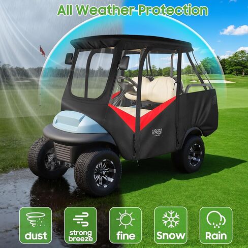 10L0L 4 Passenger Golf Cart Driving Enclosure for Club Car Precedent with Short Roof Up to 57", 4-Sided Clear Window 420D Rain Cover All Weather Windproof Waterproof in Saudi Arabia
