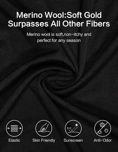 تي شيرت رجالي بياقة دائرية من صوف ميرينو لممارسة التمارين الرياضية والجري، تيشيرتات رجالي ناعمة ماصة للرطوبة وقابلة للتنفس in Kuwait