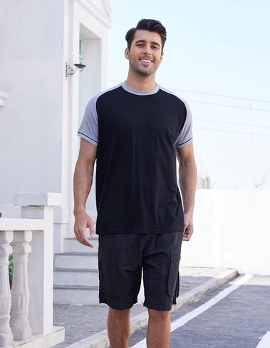 تي شيرت رجالي بياقة دائرية من صوف ميرينو لممارسة التمارين الرياضية والجري، تيشيرتات رجالي ناعمة ماصة للرطوبة وقابلة للتنفس in Kuwait