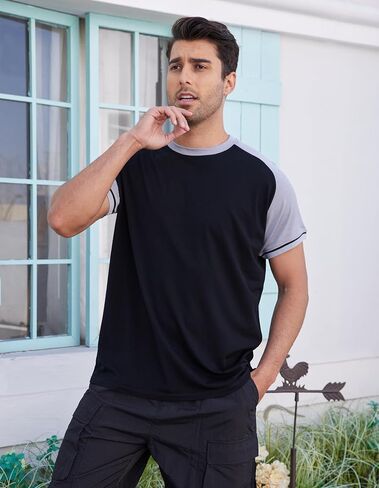 تي شيرت رجالي بياقة دائرية من صوف ميرينو لممارسة التمارين الرياضية والجري، تيشيرتات رجالي ناعمة ماصة للرطوبة وقابلة للتنفس in Kuwait