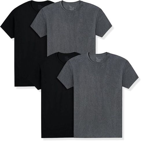 Fruit of the Loom Men's Crew Neck T-Shirt (Pack of 4), Heather Grey/Black - 4 Pack, Medium in Saudi Arabia