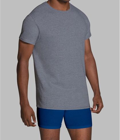 Fruit of the Loom Men's Crew Neck T-Shirt (Pack of 4), Heather Grey/Black - 4 Pack, Medium in Saudi Arabia