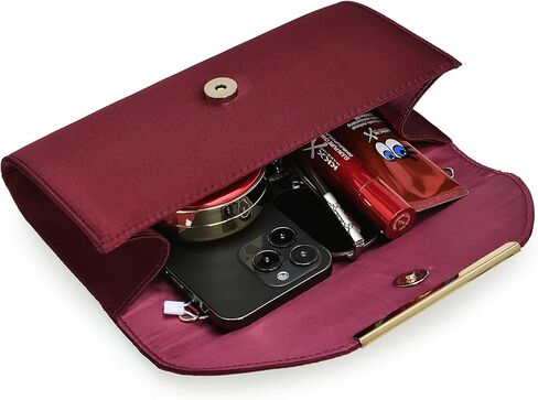 حقيبة يد نسائية أنيقة من الساتان ذات ثنيات من تشارمينغ تايلور - محفظة لحفلات الزفاف، حقيبة سهرة للزفاف للمناسبات ذات ربطة عنق سوداء in Kuwait