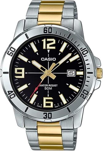 ساعة كاسو MTP-VD01SG-1BV للرجال ستانلس ستيل بمينا اسود كاجوال انالوج رياضية in Saudi Arabia