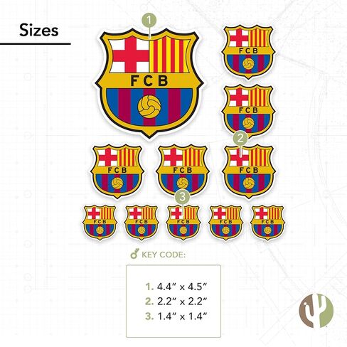 Desert Cactus FC Barcelona Stickers Barça Sheet Vinyl Football Soccer Decal Laptop Water Bottle Car Scrapbook 12.32x8.94 Sheet (Type 3-3) in Saudi Arabia