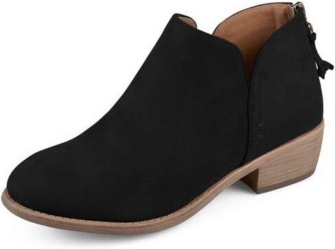 YDN Women's Mid Heels Ankle Bootie Almond Toe Block Low Heel Pumps Classic V Cut Back Zipper Shoes Size 4-15 US in Kuwait