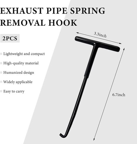 2PCS Motorcycle Exhaust Spring Hook, T Shaped Handle Exhaust Spring Puller Removal Tool with Rubber Coating, Vehicle Pipe Springs Puller Installation Tool for Motorcycle Dirt Bike (Black) in Saudi Arabia