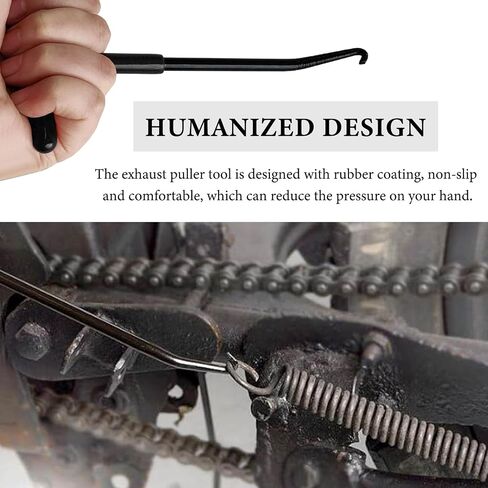 2PCS Motorcycle Exhaust Spring Hook, T Shaped Handle Exhaust Spring Puller Removal Tool with Rubber Coating, Vehicle Pipe Springs Puller Installation Tool for Motorcycle Dirt Bike (Black) in Saudi Arabia