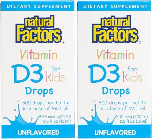 Natural Factors, Vitamin D3 Drops 400 IU (10 mcg) for Kids, Supports Strong Bones and Immune Function, 0.5 fl oz, 0.5 Oz in Kuwait