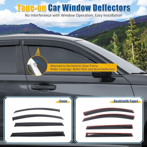 FREEMOTOR802® Tape-on Side Window Visors Wind Deflectors Rain Sun Guards Vent Visors, Compatible with 2024-2026 Chevrolet Equinox EV, Smoke/Tinted Acrylic 4PCS in Saudi Arabia
