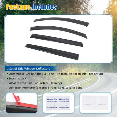 FREEMOTOR802® Tape-on Side Window Visors Wind Deflectors Rain Sun Guards Vent Visors, Compatible with 2024-2026 Chevrolet Equinox EV, Smoke/Tinted Acrylic 4PCS in Saudi Arabia