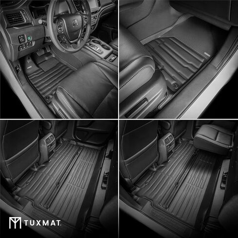 TuxMat - for Honda Ridgeline 2017-2026 Models - Custom Car Mats - Maximum Coverage, All Weather, Laser Measured - This Full Set Includes 1st and 2nd Rows in Saudi Arabia