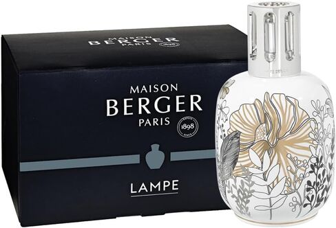 مصباح عطري من البورسلين من MAISON BERGER - موزع روائح منزلية من الغابة البيضاء ومنقي هواء 6.3 × 3.6 × 3.6 بوصة - صناعة فرنسية منذ عام 1898 - مجموعة هدايا مع فتيل قطني، ومخمد، وقمع - بدون زيت in Saudi Arabia