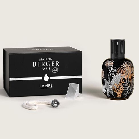 MAISON BERGER Porcelain Fragrance Lamp – White Jungle Home Diffuser & Air Purifier 6.3 x 3.6 x 3.6 inches – French-Made Since 1898 – Gift Set w/Cotton Wick, Snuffer, Funnel – No Oil Included in Kuwait