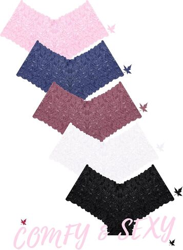 Sexy Underwear Panties for Women Cheeky V Waist Lace Boyshorts Plus Size Underwear Women 5 Pack in Kuwait