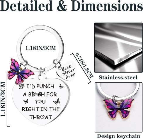 Sister Keychain Gifts for Women Girl - Sisters Birthday Gift, Ideas Keychains for Adults Teen with Butterfly in Saudi Arabia