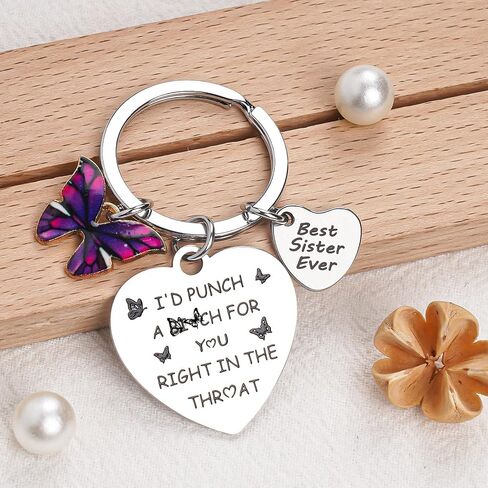 Sister Keychain Gifts for Women Girl - Sisters Birthday Gift, Ideas Keychains for Adults Teen with Butterfly in Saudi Arabia