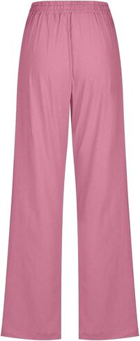 Cotton Linen Pants for Women Dressy Casual High Waisted Drawstring Pant Causal Summer Straight Leg Lounge Trousers in Saudi Arabia