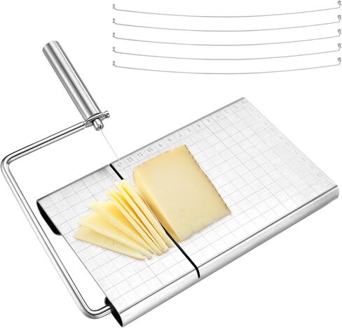 Cheese Slicer Cutter, Stainless Steel Cheese Cutter Board with Blade for Block Cheese, Vegetable, Guillotine Sausage Ham Biltong Jerky Multipurpose Slicer (Cheese Board Slicer) in Kuwait