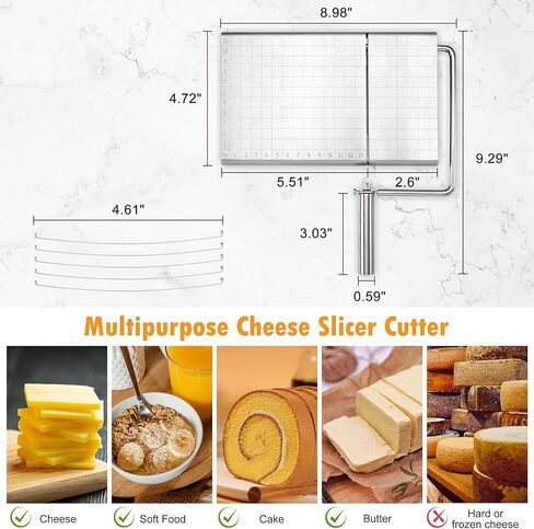 Cheese Slicer Cutter, Stainless Steel Cheese Cutter Board with Blade for Block Cheese, Vegetable, Guillotine Sausage Ham Biltong Jerky Multipurpose Slicer (Cheese Board Slicer) in Kuwait