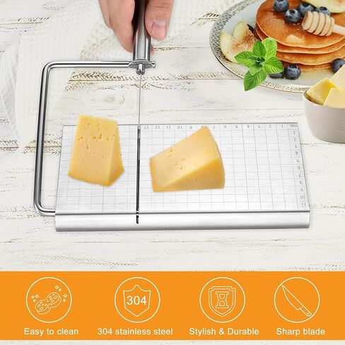 Cheese Slicer Cutter, Stainless Steel Cheese Cutter Board with Blade for Block Cheese, Vegetable, Guillotine Sausage Ham Biltong Jerky Multipurpose Slicer (Cheese Board Slicer) in Kuwait