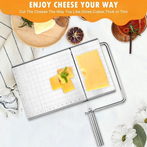 Cheese Slicer Cutter, Stainless Steel Cheese Cutter Board with Blade for Block Cheese, Vegetable, Guillotine Sausage Ham Biltong Jerky Multipurpose Slicer (Cheese Board Slicer) in Kuwait