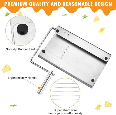 Cheese Slicer Cutter, Stainless Steel Cheese Cutter Board with Blade for Block Cheese, Vegetable, Guillotine Sausage Ham Biltong Jerky Multipurpose Slicer (Cheese Board Slicer) in Kuwait