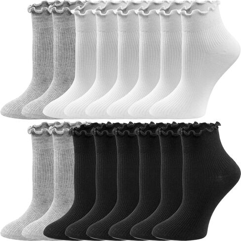 Cute Ruffle Frilly Ankle Socks for Women, Lace Lettuce Edge Socks in Saudi Arabia