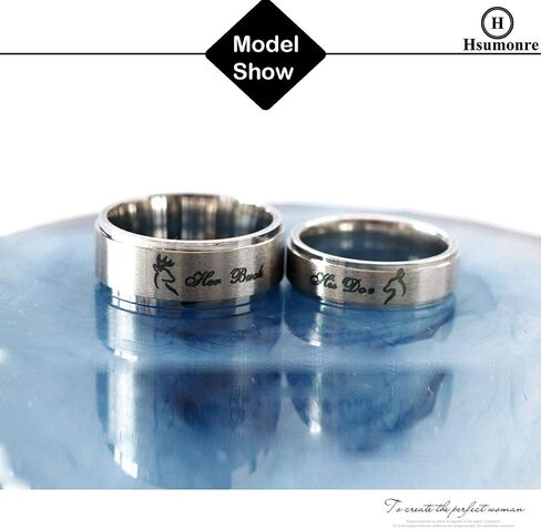 Promise Couple Rings Her Buck His Doe Engraved Inside Custom Matching for Wedding Engagement Valentine's Day Titanium Stainless Steel Black A Pair in Saudi Arabia