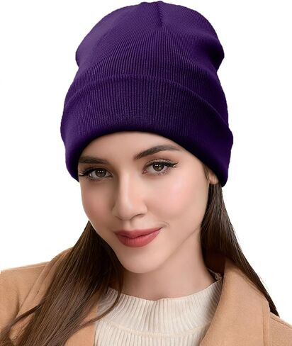 Satin Lined Beanie Hat for Women Men, Wool Knit Cuffed Silk Lining Fisherman Beanies Slouchy Warm Winter Hats Skull Cap in Saudi Arabia