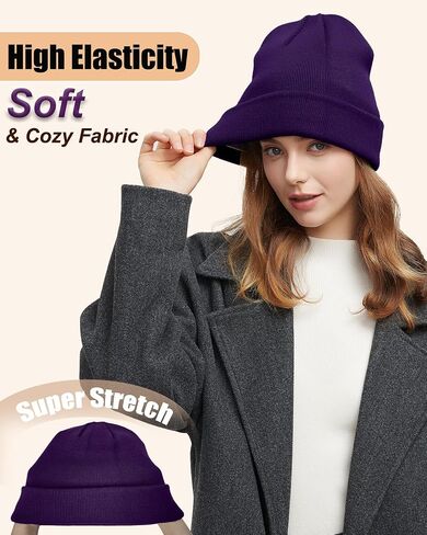 Satin Lined Beanie Hat for Women Men, Wool Knit Cuffed Silk Lining Fisherman Beanies Slouchy Warm Winter Hats Skull Cap in Saudi Arabia
