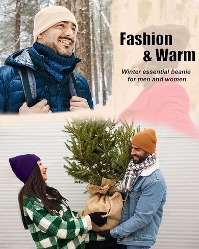 Satin Lined Beanie Hat for Women Men, Wool Knit Cuffed Silk Lining Fisherman Beanies Slouchy Warm Winter Hats Skull Cap in Saudi Arabia